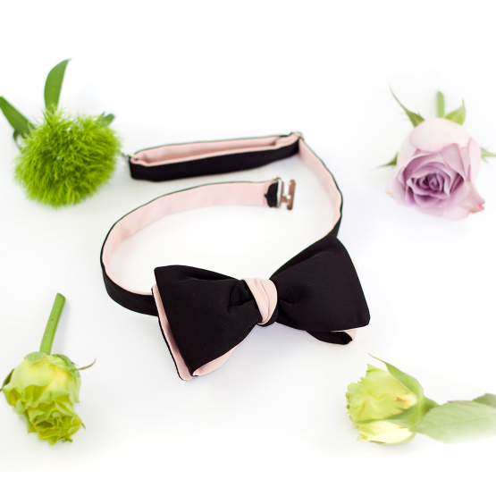 Papion Self-tie Black & Rose